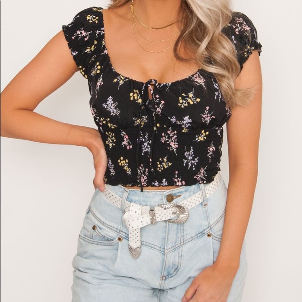 Cotton Candy LA Floral Crop Top - Picture 4 of 8